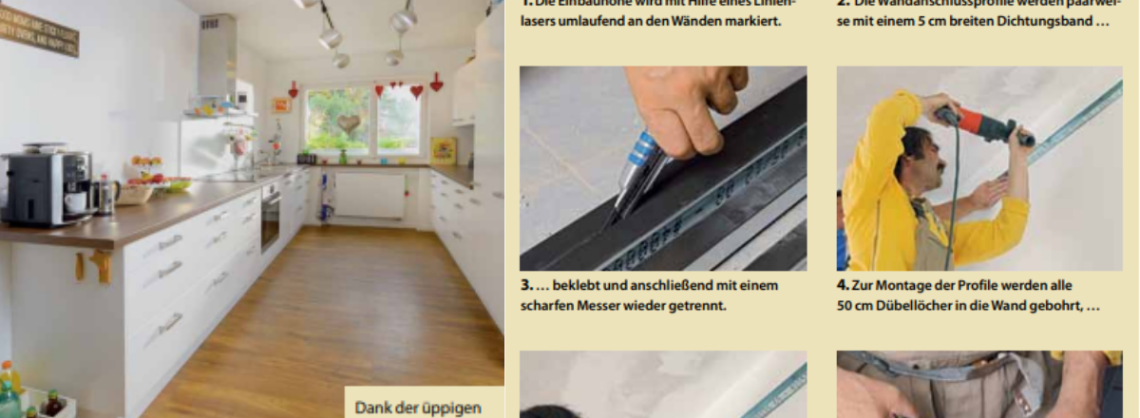 Bildergalerie zur Schritt für Schritt Anleitung, wie eine Decke abgehängt wird.