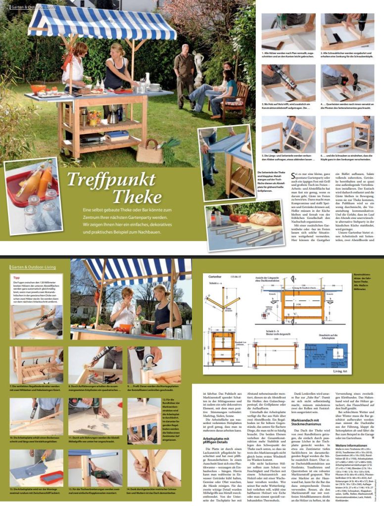 DIY Anleitung für eine Gartenbar mit Bildern und schriftlicher Anleitung.