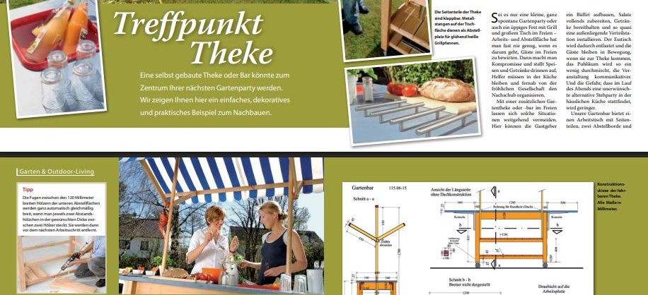 DIY Anleitung für eine Gartenbar mit Bildern und schriftlicher Anleitung.
