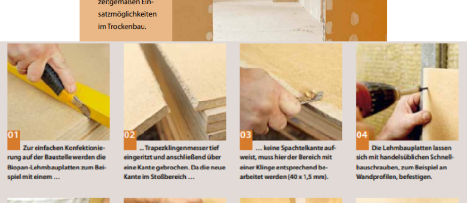 Bildergalerie Anleitung Lehmbauplatten verarbeiten.