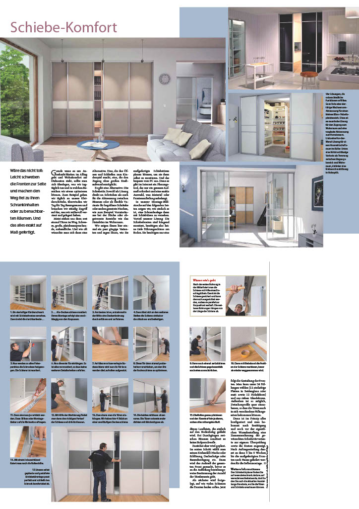 DIY Anleitung zum Einbau von Schiebetüren mit Bildern und schriftlicher Beschreibung.