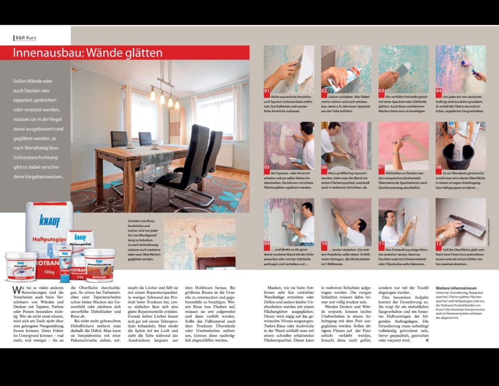 Wände glätten 1 Schritt für Schritt Anleitung zum Wändeglätten mit Fotos und textlicher Erklärung, um es als Do it yourself zu erledigen