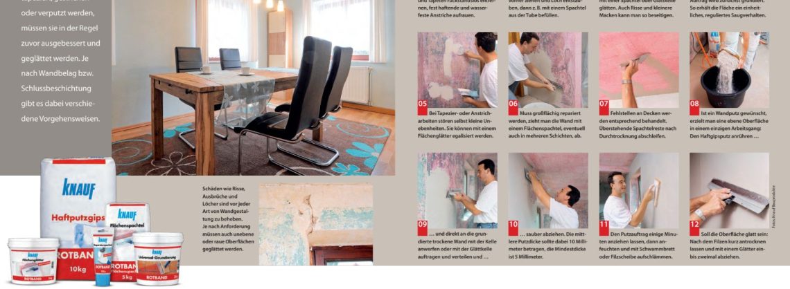 Schritt für Schritt Anleitung zum Wändeglätten mit Fotos und textlicher Erklärung, um es als Do it yourself zu erledigen