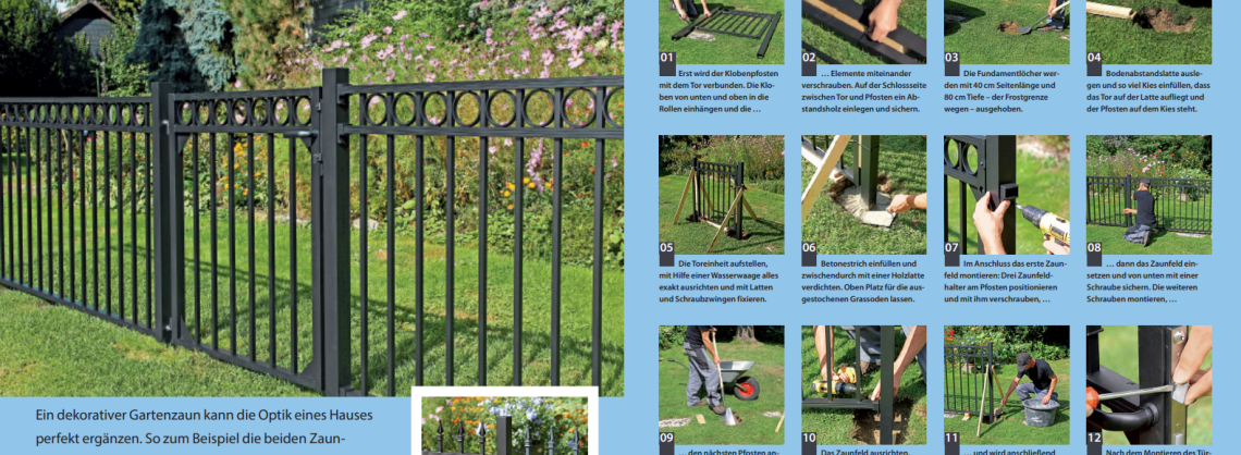 Bildergalerie zur Schritt für Schritt Anleitung, wie Sie einen Gartenzaun anlegen.