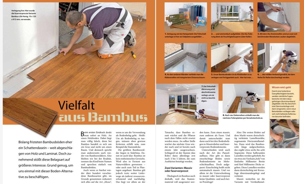 Bambus-Fußboden verlegen