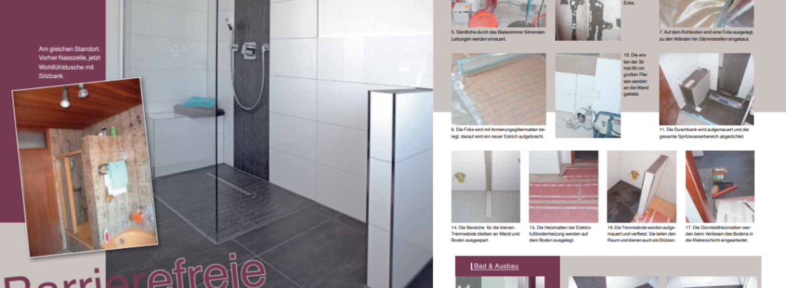 Bildergalerie zur Schritt für Schritt Anleitung, wie ein barrierefreies Badezimmer realisiert wird.