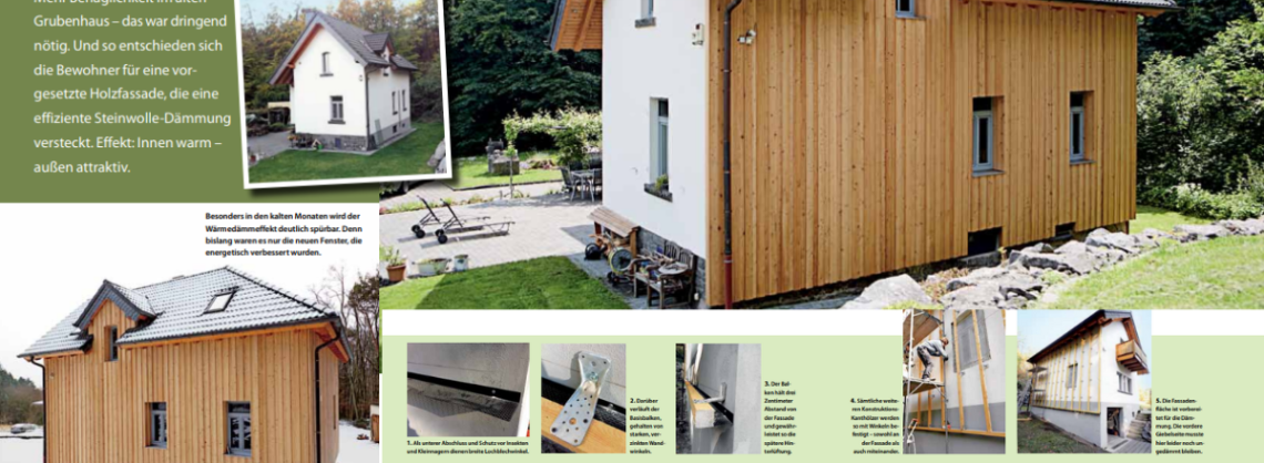 Bildergalerie einer Schritt für Schritt Anleitung zur Dämmung einer Holzfassade mit Steinwolle.