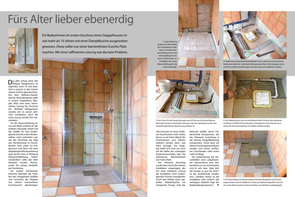 Barrierefreie Dusche 1 Baureportage einer ebenerdigen Dusche mit Bildern und schriftlicher Beschreibung