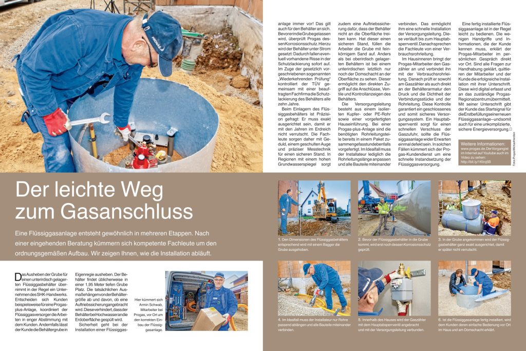 Baureportage eines Einbaus einer Flüssiggasanlage mit Bildern und schriftlicher Beschreibung