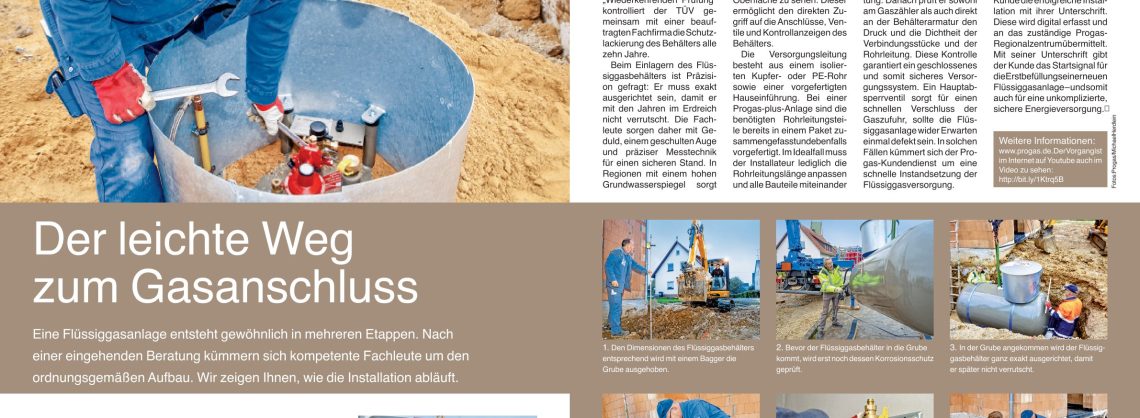 Baureportage eines Einbaus einer Flüssiggasanlage mit Bildern und schriftlicher Beschreibung