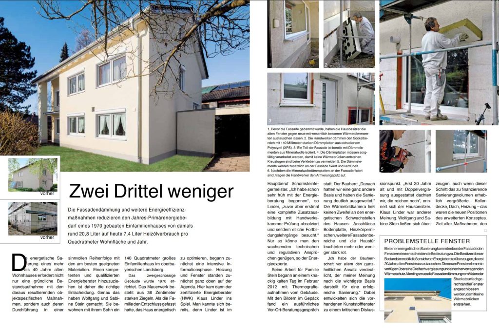 Baureportage über eine energetische Sanierung eines Einfamilienhauses mit Bildern und schriftlicher Beschreibung