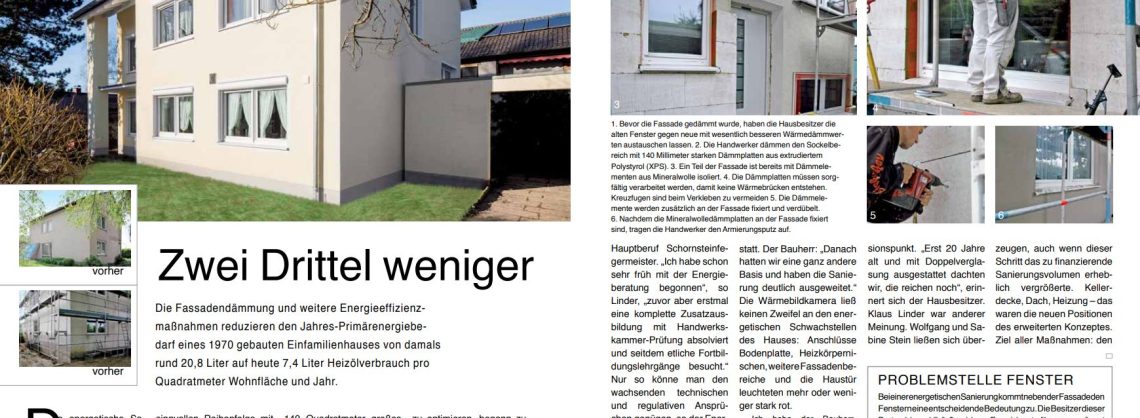 Baureportage über eine energetische Sanierung eines Einfamilienhauses mit Bildern und schriftlicher Beschreibung