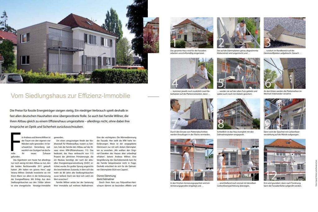 Fassadendämmung mit Dalmatinerplatten 1 Baureportage einer Fassadendämmung mit Dalmatinerplatten, mit Bildern und schriftlicher Beschreibung