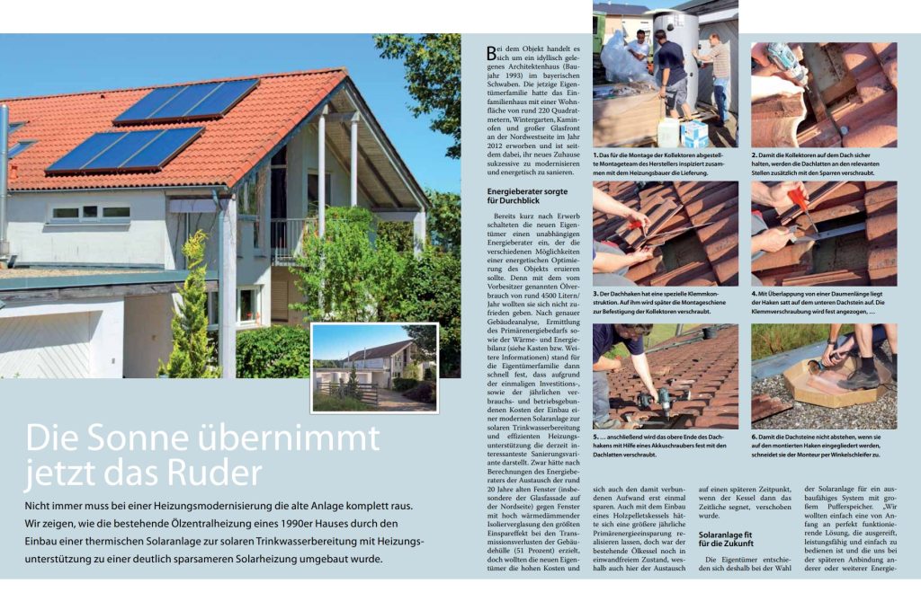 Baureportage zum Einbau einer Solaranlage und der Heizungsmodernisierung, mit Bildern und schriftlicher Beschreibung