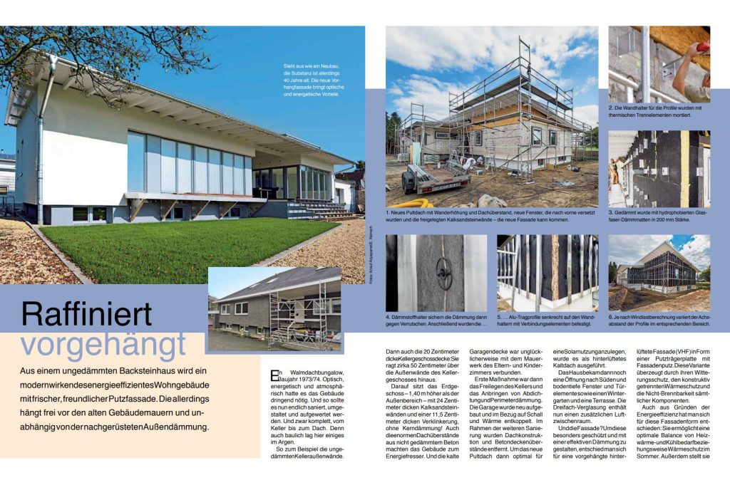 Baureportage über das Anbringen einer hinterlüfteten Fassade mit bildlicher und schriftlicher Beschreibung. Die letzten Schritte müssen direkt im Beitrag nachgelesen werden.