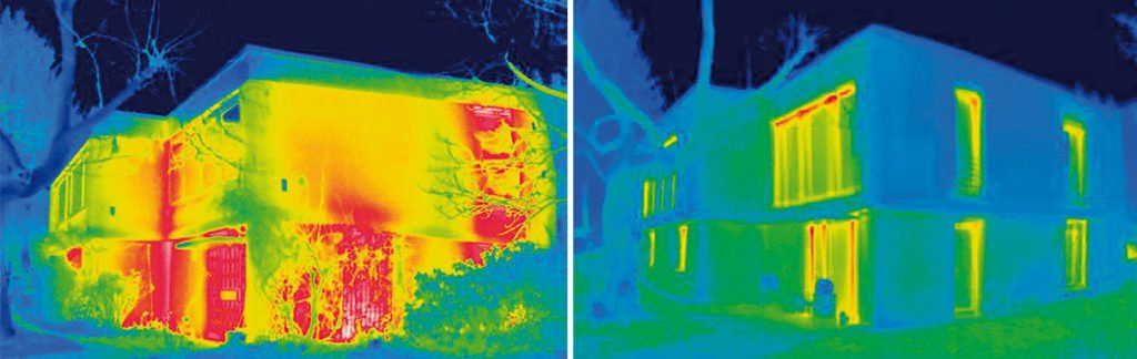 Thermographiebold nach einer Fassadendämmung