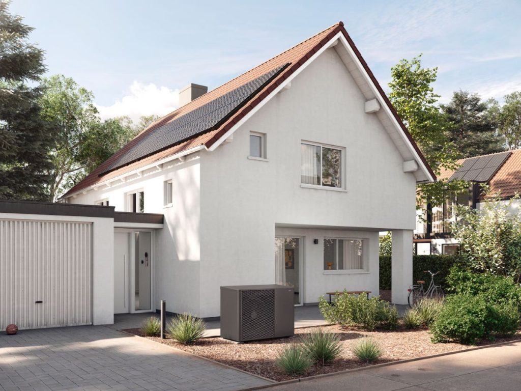 Haus mit Garage und Wärmepumpe KIMI x-change dynamic pro