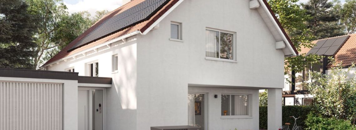 Haus mit Garage und Wärmepumpe KIMI x-change dynamic pro